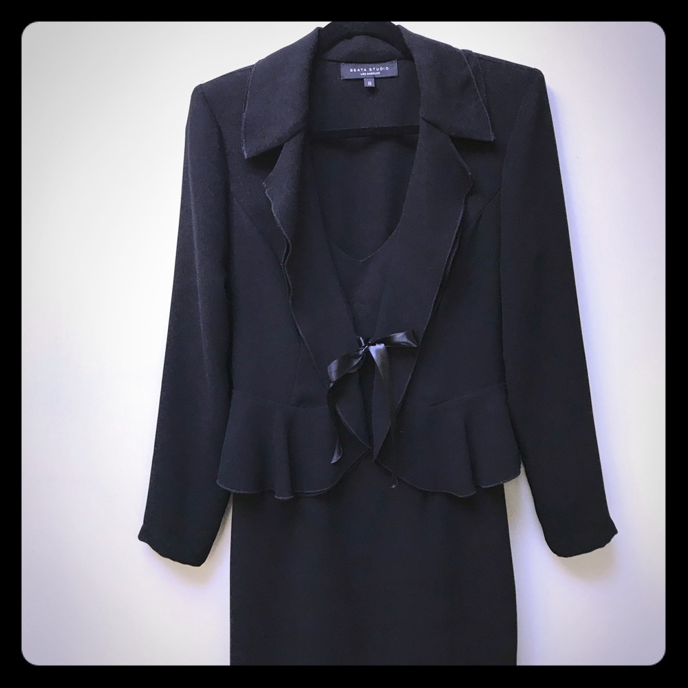 Black dress and jacket.